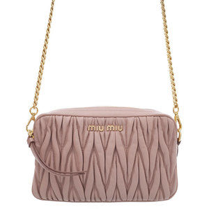 Miu Miu Matelasse Chain Shoulder Bag Pink Beige